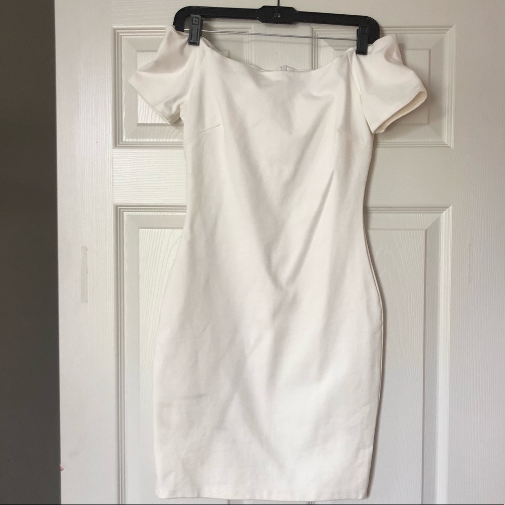 Lulu’s off the shoulder white bodycon dress